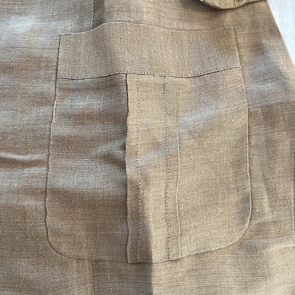 Linen duster. Gorgeous bronze. Wide collar. Tabbed roll sleeve. Patch pots - Picture 9 of 9